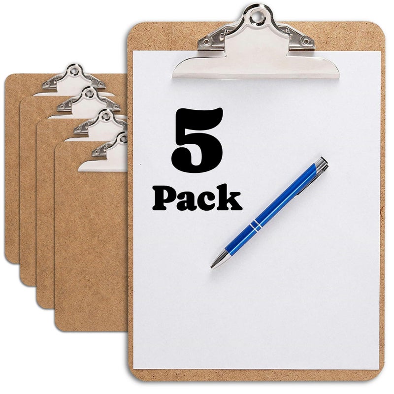 Office Solutions Direct لوح مقصوص بحجم رسالة مع مشبك فراشة (عبوة من 5) - 9'' × 12.5'' لوحات خشبية كبيرة للفصل الدراسي، لوحات للطلاب | لوح صلب للمكتب، الكلية، المعلم ولوازم العودة إلى المدرسة - Image 1